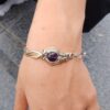Pulsera trenzada de plata con amatista