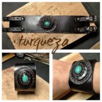 Pulsera de dos hebillas con turquesa