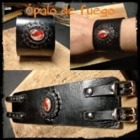 Pulsera de dos hebillas con ópalo de fuego