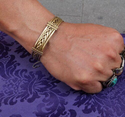 Pulsera dorada de cenefa trenzada punto espiga